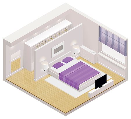 Detailed isometric icon representing bedroom interior Stock Photo - Budget Royalty-Free & Subscription, Code: 400-07054179