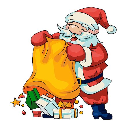 simsearch:400-07332398,k - Vector Illustration of Santa Claus with a bag of gifts. Photographie de stock - Aubaine LD & Abonnement, Code: 400-07054368