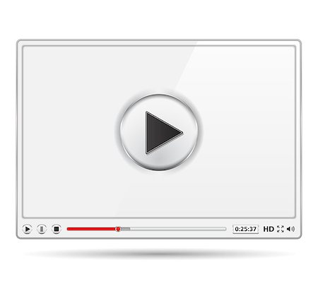 pause button - White video player template, vector eps10 illustration Stock Photo - Budget Royalty-Free & Subscription, Code: 400-07054434