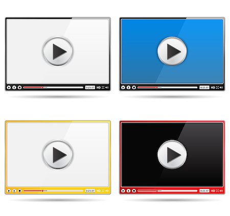 Four different video player templates, vector eps10 illustration Stock Photo - Budget Royalty-Free & Subscription, Code: 400-07054438