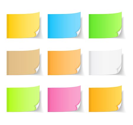 sticky notes messages - Colored sticky notes with curl, vector eps10 illustration Stock Photo - Budget Royalty-Free & Subscription, Code: 400-07054433
