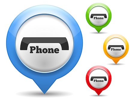 simsearch:400-07054451,k - Map marker with icon of a phone, vector eps10 illustration Stock Photo - Budget Royalty-Free & Subscription, Code: 400-07054448