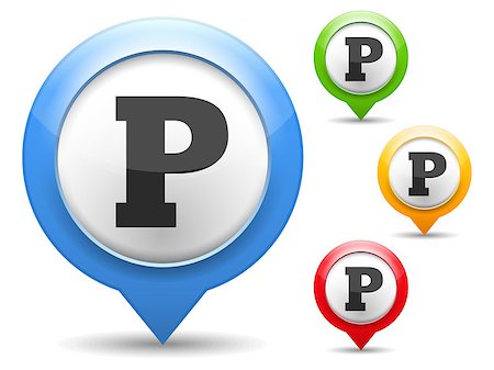 Map marker with parking icon, vector eps10 illustration Stock Photo - Budget Royalty-Free & Subscription, Code: 400-07054450