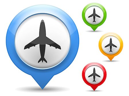 simsearch:400-07054484,k - Map marker with icon of airplane, vector eps10 illustration Stock Photo - Budget Royalty-Free & Subscription, Code: 400-07054451