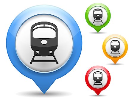 simsearch:400-07054451,k - Map marker with icon of a train, vector eps10 illustration Stock Photo - Budget Royalty-Free & Subscription, Code: 400-07054466