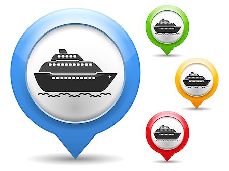 simsearch:400-06088098,k - Map marker with icon of a ship, vector eps10 illustration Stock Photo - Budget Royalty-Free & Subscription, Code: 400-07054463