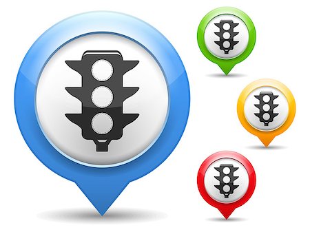 simsearch:400-07054484,k - Map marker with icon of a traffic lights, vector eps10 illustration Stock Photo - Budget Royalty-Free & Subscription, Code: 400-07054484