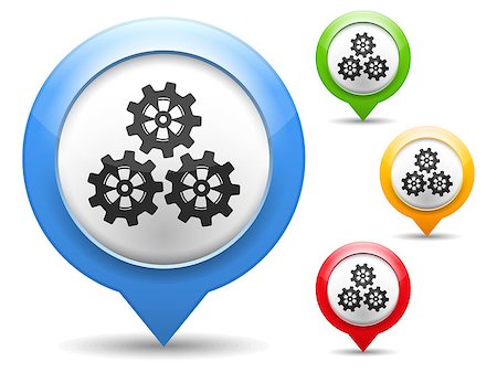 simsearch:400-06088098,k - Map marker with icon of a gears, vector eps10 illustration Stock Photo - Budget Royalty-Free & Subscription, Code: 400-07054485