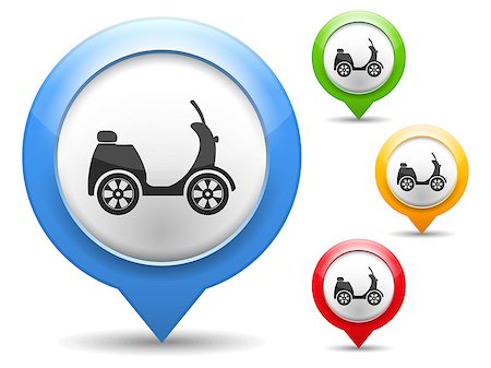 simsearch:400-07054484,k - Map marker with icon of a scooter, vector eps10 illustration Stock Photo - Budget Royalty-Free & Subscription, Code: 400-07054487