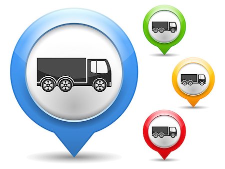 simsearch:400-07054484,k - Map marker with icon of a truck, vector eps10 illustration Stock Photo - Budget Royalty-Free & Subscription, Code: 400-07054494