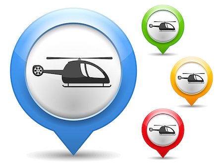 simsearch:400-07417901,k - Map marker with icon of a helicopter, vector eps10 illustration Stock Photo - Budget Royalty-Free & Subscription, Code: 400-07054495