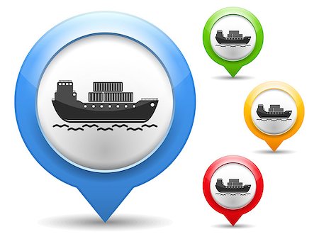 simsearch:400-07417901,k - Map marker with icon of a transport barge, vector eps10 illustration Stock Photo - Budget Royalty-Free & Subscription, Code: 400-07054498