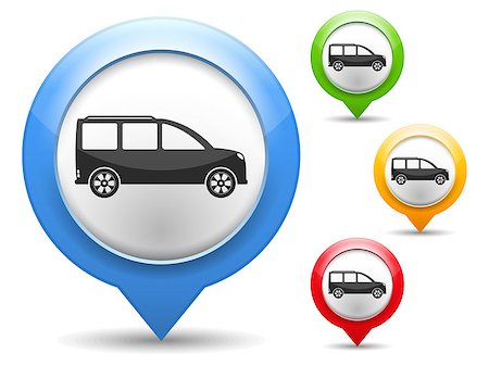 simsearch:400-07417901,k - Map marker with icon of a car, vector eps10 illustration Stock Photo - Budget Royalty-Free & Subscription, Code: 400-07054492