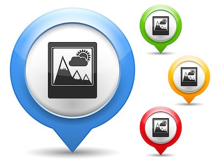 simsearch:400-07054484,k - Map marker with icon of a photo, vector eps10 illustration Stock Photo - Budget Royalty-Free & Subscription, Code: 400-07054505