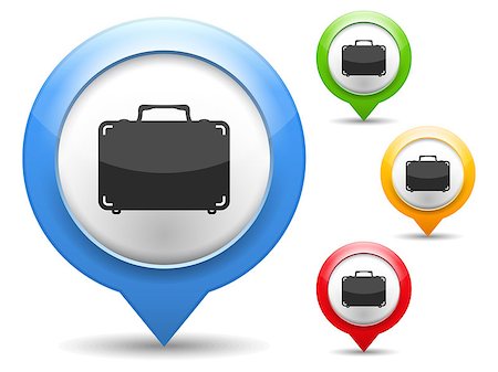 simsearch:400-07417901,k - Map marker with icon of a suitcase, vector eps10 illustration Stock Photo - Budget Royalty-Free & Subscription, Code: 400-07054506