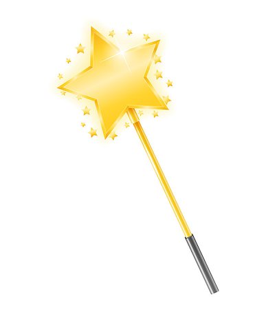 simsearch:400-08934240,k - Golden magic wand with stars, vector eps10 illustration Stock Photo - Budget Royalty-Free & Subscription, Code: 400-07054503