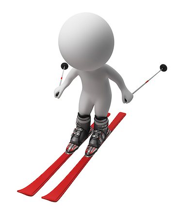 3d small person going on skis. 3d image. Isolated white background. Foto de stock - Super Valor sin royalties y Suscripción, Código: 400-07054707