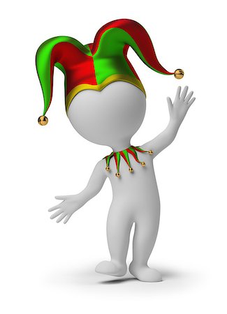 simsearch:400-06200072,k - 3d small people - dancing jester in a cap. 3d image. Isolated white background. Stock Photo - Budget Royalty-Free & Subscription, Code: 400-07054788