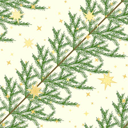 simsearch:400-06477568,k - Diagonal seamless pattern with fir branches and stars Stock Photo - Budget Royalty-Free & Subscription, Code: 400-07054964