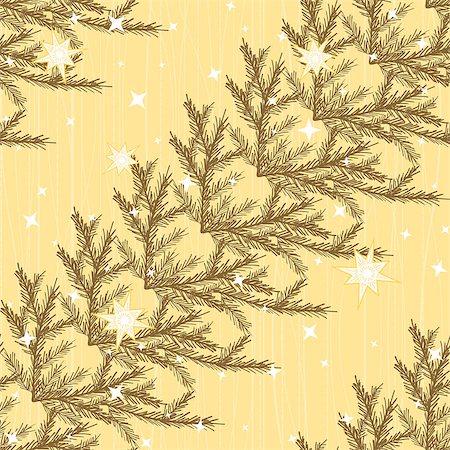 simsearch:400-06477568,k - Diagonal seamless pattern with fir branches and stars Stock Photo - Budget Royalty-Free & Subscription, Code: 400-07054963