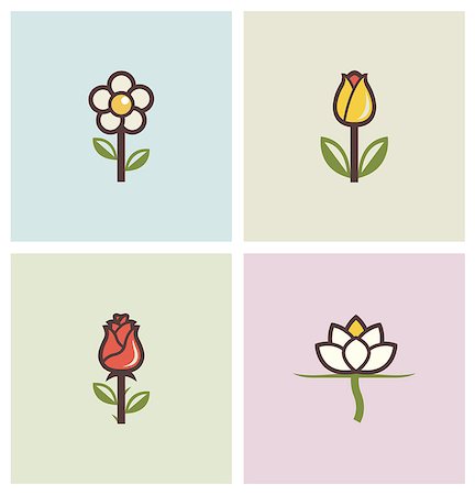 flowers set of icons vector illustration Foto de stock - Super Valor sin royalties y Suscripción, Código: 400-07054975