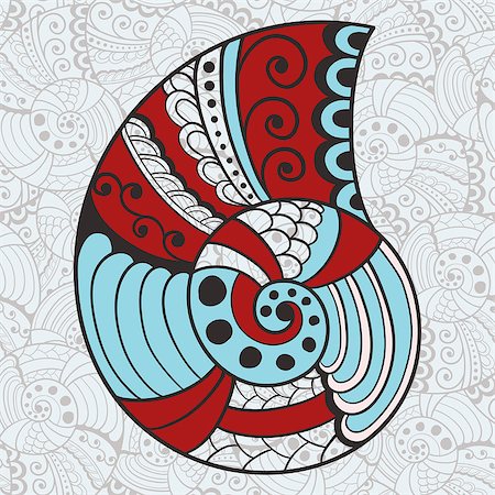 simsearch:400-07055210,k - Vector Abstract Bright Shell on Seamless   Pattern, Foto de stock - Super Valor sin royalties y Suscripción, Código: 400-07055212