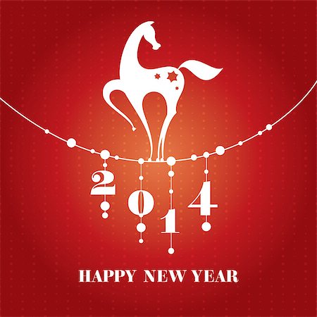Chinese new year card with horse vector illustration Stock Photo - Budget Royalty-Free & Subscription, Code: 400-07055255