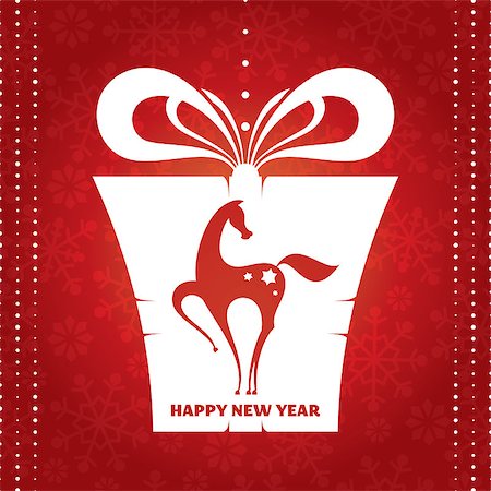 new year card with present vector illustration Stock Photo - Budget Royalty-Free & Subscription, Code: 400-07055258