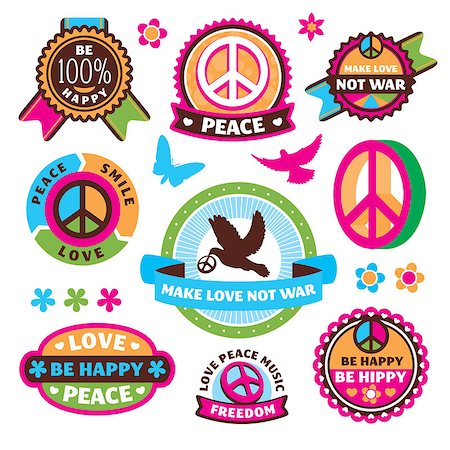 selenamay (artist) - set of peace symbols and labels vector illustration Stockbilder - Microstock & Abonnement, Bildnummer: 400-07055267