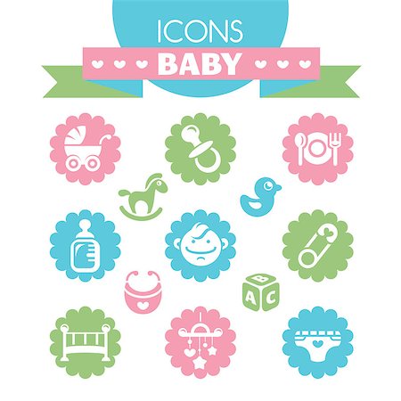 pacifier vector - collection of universal baby icons vector illustration Stock Photo - Budget Royalty-Free & Subscription, Code: 400-07055280
