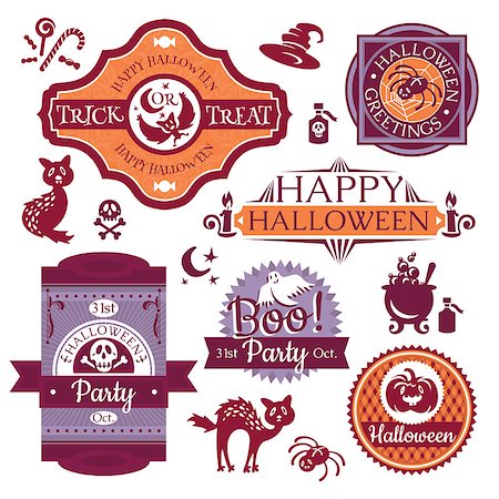 simsearch:400-05673521,k - Collection of Halloween labels and signs vector illustration Stock Photo - Budget Royalty-Free & Subscription, Code: 400-07055300