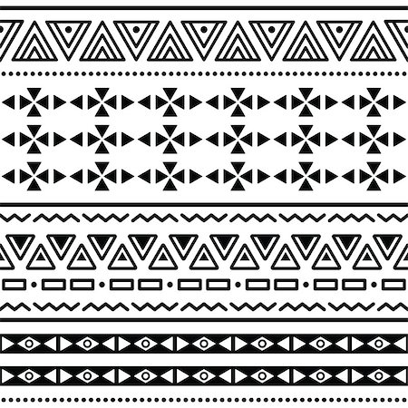 south american indigenous tribes - Vector seamless aztec ornament, ethnic pattern in black on white background Stock Photo - Budget Royalty-Free & Subscription, Code: 400-07055474
