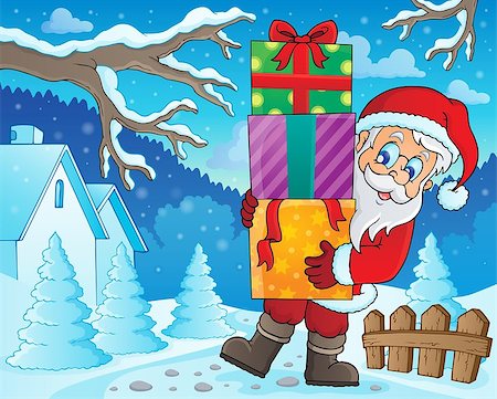 simsearch:400-08343929,k - Santa Claus theme image 2 - eps10 vector illustration. Foto de stock - Royalty-Free Super Valor e Assinatura, Número: 400-07055512