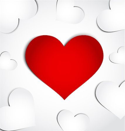 simsearch:400-08646427,k - Illustration card of Valentine's day with paper hearts - vector Foto de stock - Super Valor sin royalties y Suscripción, Código: 400-07055610