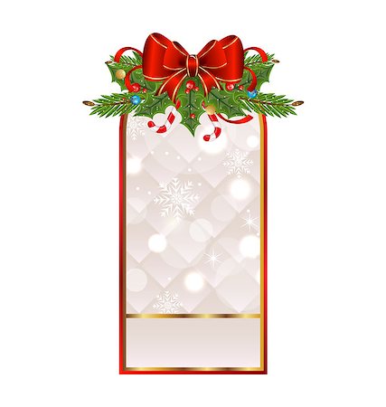 simsearch:400-08113383,k - Illustration Christmas holiday decoration with greeting card - vector Stock Photo - Budget Royalty-Free & Subscription, Code: 400-07055635