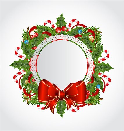 Illustration Christmas holiday decoration with greeting card - vector Stock Photo - Budget Royalty-Free & Subscription, Code: 400-07055633