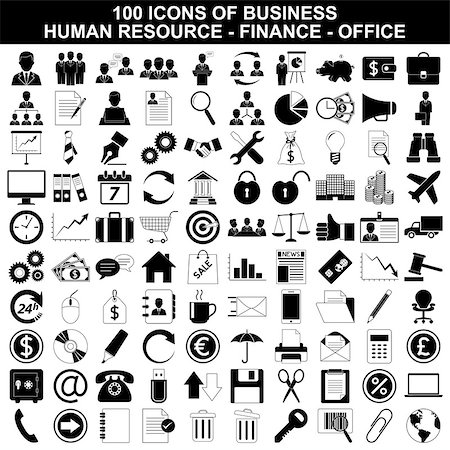 employment icons - Vector illustration of Set of business, human resource, finance and office icons Stock Photo - Budget Royalty-Free & Subscription, Code: 400-07055652