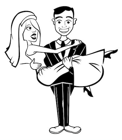 simsearch:400-06454333,k - Illustration of happy groom holding his bride Stock Photo - Budget Royalty-Free & Subscription, Code: 400-07055832