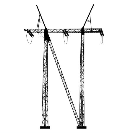 simsearch:400-07055373,k - Silhouette of high voltage power lines. Vector  illustration. Fotografie stock - Microstock e Abbonamento, Codice: 400-07055852