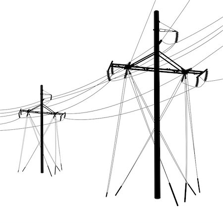 simsearch:400-07055373,k - Silhouette of high voltage power lines. Vector  illustration. Fotografie stock - Microstock e Abbonamento, Codice: 400-07055853