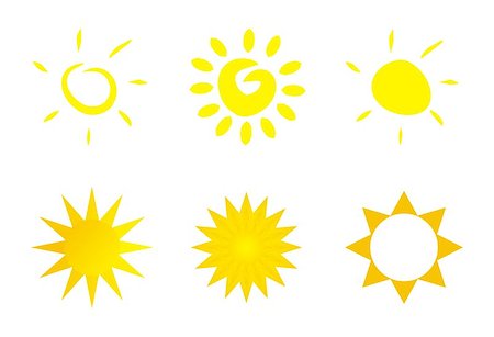 Vector set of hand drawn doodle yellow sun icon collection - clip art isolated on white background. Stock Photo - Budget Royalty-Free & Subscription, Code: 400-07056012