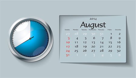 simsearch:400-06767658,k - august 2014 - calendar - vector illustration Photographie de stock - Aubaine LD & Abonnement, Code: 400-07056026