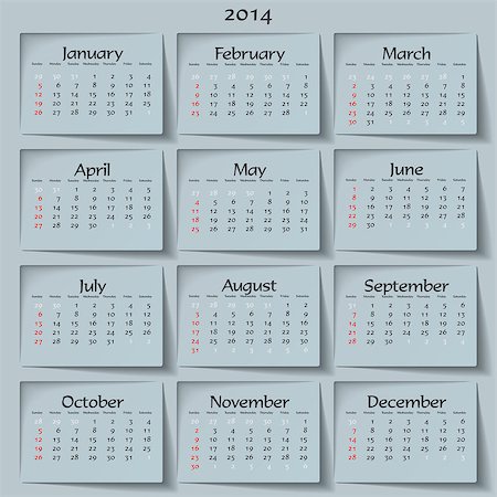 simsearch:400-07056019,k - 2014 calendar - vector illustration Fotografie stock - Microstock e Abbonamento, Codice: 400-07056032