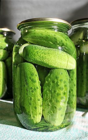 pickling cucumber - glass jar with homemade pickled cucumbers Close to Stock Photo - Budget Royalty-Free & Subscription, Code: 400-07056063