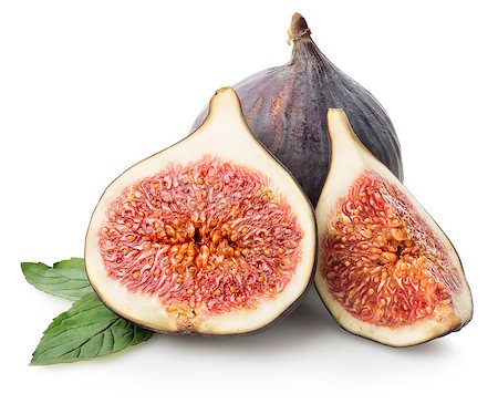 simsearch:400-07506471,k - Juicy figs with green leaf isolated on white Foto de stock - Royalty-Free Super Valor e Assinatura, Número: 400-07056076
