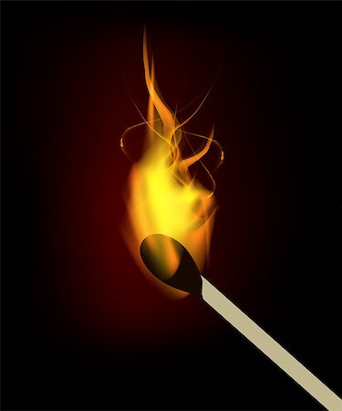simsearch:640-03262777,k - Vector burning match with fire flame. Isolation over black background. Photographie de stock - Aubaine LD & Abonnement, Code: 400-07056088