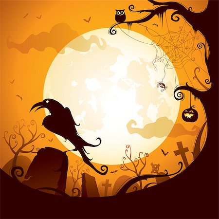 Halloween scene: Crow on the graveyard. Photographie de stock - Aubaine LD & Abonnement, Code: 400-07056258