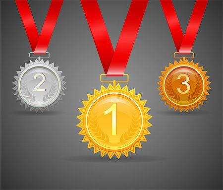 simsearch:400-07052920,k - Vector illustration of Three medals for awards Foto de stock - Super Valor sin royalties y Suscripción, Código: 400-07056289