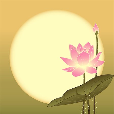 Mid Autumn Festival Lotus Flower on Full Moon Background Stock Photo - Budget Royalty-Free & Subscription, Code: 400-07056361