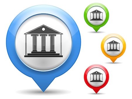 simsearch:400-07417901,k - Map marker with icon of a museum, vector eps10 illustration Stock Photo - Budget Royalty-Free & Subscription, Code: 400-07056542
